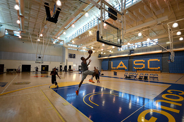 LA Southwest 07-X3 - "7/1/14 - Students play basketball in the gym at Los Angeles Southwest College.
Photo by Steven Georges"